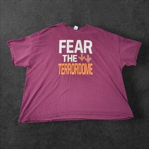 VTG Y2K Virginia Tech Hokies Fear The Terrordome T Shirt Mens 5XL Maroon FLAW